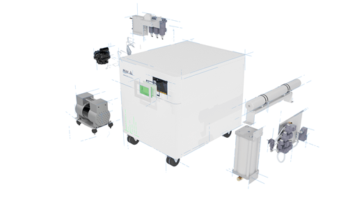 Genius XE 35 nitrogen generator with internal components shown
